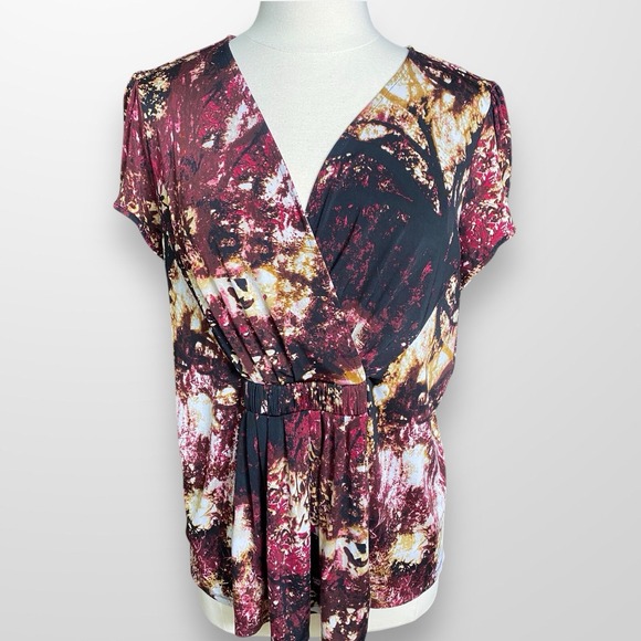 Worthington Stretch Womens Size XL Top Shirt Blouse V-Neck Short Sleeve - Picture 1 of 9